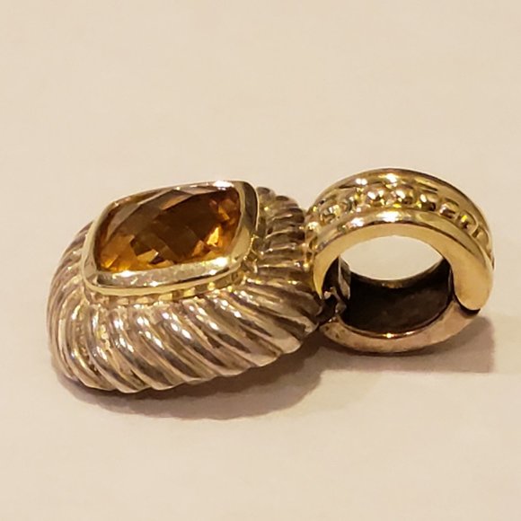**SOLD**David Yurman Petite Albion Citrine Cable Pendant Sterling Sliver & 14k - Picture 7 of 7